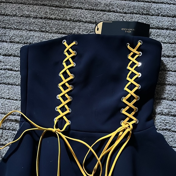 Strapless navy corset/lace up top- small NWT - Picture 2 of 9